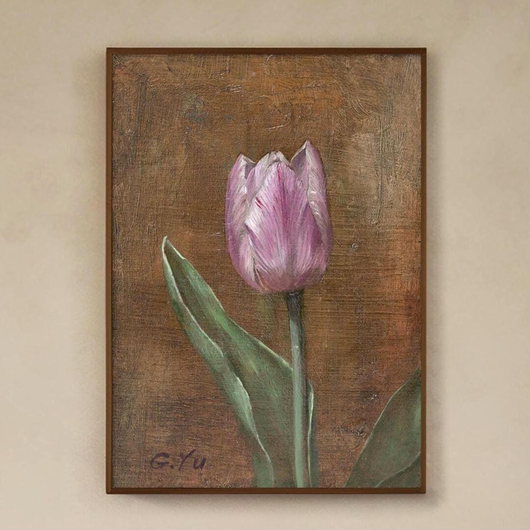 Tulip Original Oil Painting on Panel Flower Fine Art Oil Painting ...