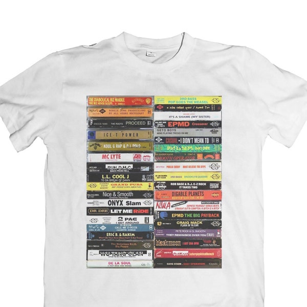 Camiseta Vintage 80s 90s Hip Hop Cassette Tapes - compilación mixtape - 2pac NWA Run DMC Shirt