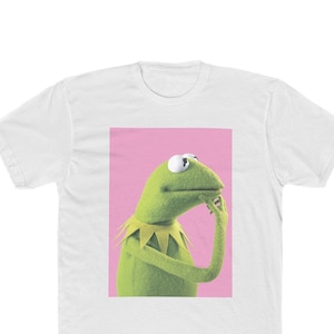 Kermit T-shirt - Thinking Kermit Frog - retro vintage funny tee