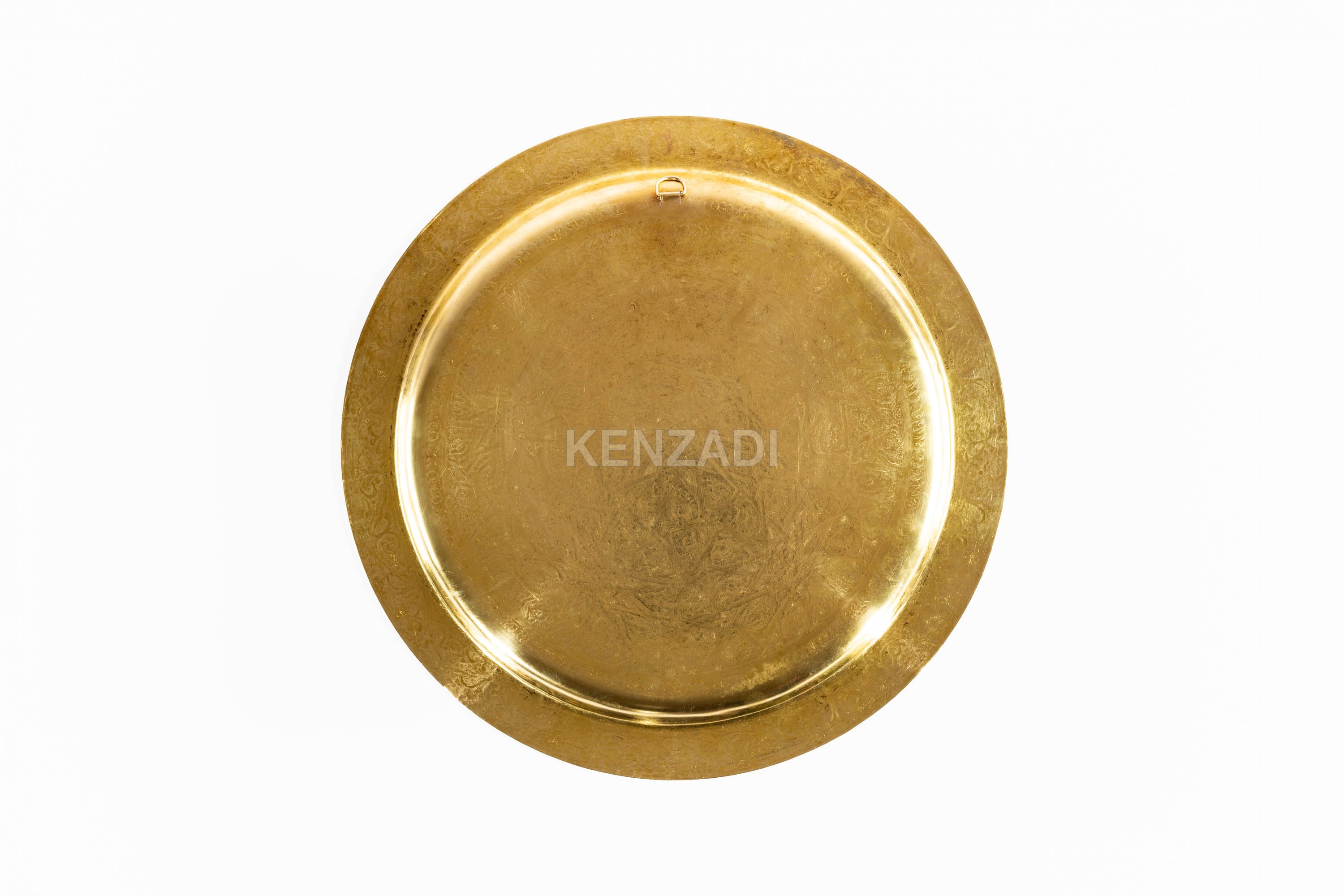Moroccan Handmade Brass Tray Gold Colored Plated w/ Hanging ring From Fes Morocco African Marrakech Decor