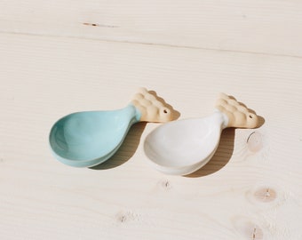 Set di cucchiai in ceramica piccola / Set di cucchiai da zuppa di 2 / Cucchiai di ceramica / Cucchiai / Ceramica fatta a mano / Stoviglie / Ceramica / Cucchiaio fatto a mano