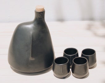 Ceramic Cycladic Head Pitcher | Barware Set | Ceramics Handmade | Shot Glasses and Pitcher Set | Ceramic Cup | Drinkware | Shot Glasses Set