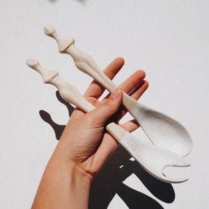 Handmade Greek Cycladic Figurine Spoons Set of 2  | Large Serving Spoons | Greek Cycladic Tableware | Cycladic Art Decor | Ancient Art Decor