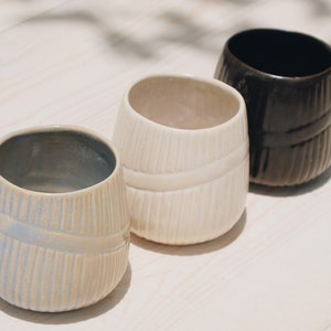 Ceramic Cups Set of 3 Tumbler Pottery Handmade Greek Ceramics Stoneware Cup Barware Drinkware Ceramics Cups No Handle Home image 4