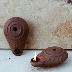 Ceramic Oil Lamp | Clay Oil Lamp | Holy Land Oil Lamp | Home Decor | Lighting | Museum Replica | Handmade Ceramics | Religious Decor | Lamp