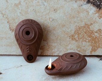 Ceramic Oil Lamp | Clay Oil Lamp | Holy Land Oil Lamp | Home Decor | Lighting | Museum Replica | Handmade Ceramics | Religious Decor | Lamp