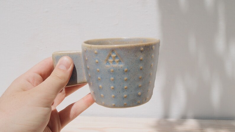 Ceramic Mug Set of 3 Mug with Dots Unique Pottery Mug Handmade Coffee Mugs Stoneware Ceramics Tea Mug Greek Ceramics Pottery image 2