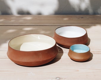 Ceramic Nesting Bowls Set of 3 | Soup Bowls | Ceramics and Pottery | Large Bowls | Dinnerware Sets | Ceramics Handmade | Ramen Bowl | Bowls