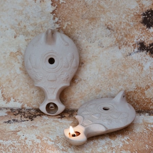 Ceramic Oil Lamp | Jewish Oil Lamp | Handmade Pottery | Ancient Replica | Holy Land Oil Lamp | Ceramics | Collectible Ceramics | Lighting