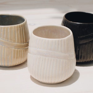 Ceramic Cups Set of 3 Tumbler Pottery Handmade Greek Ceramics Stoneware Cup Barware Drinkware Ceramics Cups No Handle Home image 3
