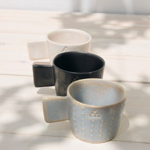 Ceramic Mug Set of 3 Mug with Dots Unique Pottery Mug Handmade Coffee Mugs Stoneware Ceramics Tea Mug Greek Ceramics Pottery image 3