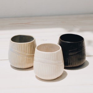 Ceramic Cups Set of 3 Tumbler Pottery Handmade Greek Ceramics Stoneware Cup Barware Drinkware Ceramics Cups No Handle Home image 1