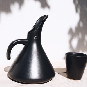 Ceramic Wine Pitcher Handmade Pottery Minimalist Drink Ware Ceramic Bar Ware Tableware Home Ceramics Black