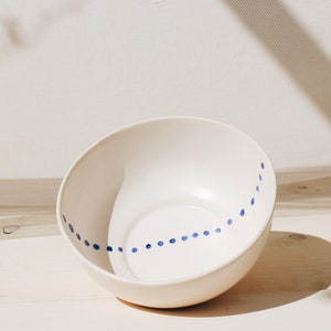 Handmade Ceramic Salad Serving Bowl | Large Bowl | Pottery and Ceramic | Fruit Bowl | Hand Painted | White Stoneware Bowl | Home Decor Piece