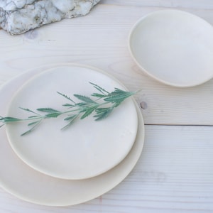 Ceramic Plates Handmade Plate Set Plates Set of 3 Dinnerware Pottery Greek Ceramics Plates and Bowl Set Beige Ceramic Plates 画像 6