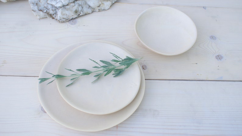 Ceramic Plates Handmade Plate Set Plates Set of 3 Dinnerware Pottery Greek Ceramics Plates and Bowl Set Beige Ceramic Plates image 6
