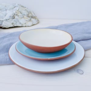 Ceramic Plates Handmade Plate Set Plates Set of 3 Dinnerware Pottery Greek Ceramics Plates and Bowl Set Beige Ceramic Plates image 5