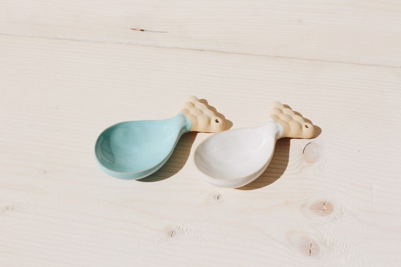 Hand-sculpted fish-scale ceramic spoons inspired by Ancient Greek pottery — 113 favorites don't lie; this is genuinely rare tableware you'd never find anywhere else.