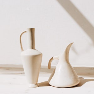 Ceramic Wine Pitcher Handmade Pottery Minimalist Drink Ware Ceramic Bar Ware Tableware Home Ceramics image 4