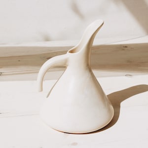 Ceramic Wine Pitcher Handmade Pottery Minimalist Drink Ware Ceramic Bar Ware Tableware Home Ceramics Beige