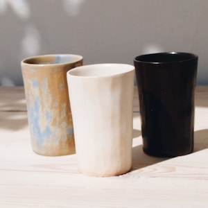 Ceramic Water Cup Set of 4 Ceramic Tumblers Handmade Pottery Stoneware Cup Drinkware Set Pottery Cup Greek Ceramics Water Cups image 1