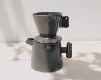 Stoneware Pour Over Coffee Maker | Modern Coffee Dripper | Manual Pour Over | Coffee Maker Set | Pour Over Brew | Ceramic Coffee Pour Over