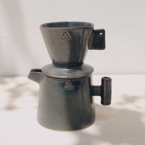 Cafetière en grès | Goutteur de café moderne | Versement manuel | Ensemble cafetière | Verser sur l'infusion | Verser du café en céramique