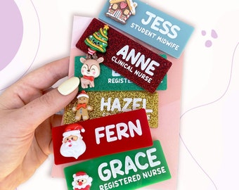 Christmas Work Name Badge with 3D icon, Name Badge for Nurse, Midwife, Doctor, Student Nurse, Christmas Badge, Christmas Gifts, Nurse Badge