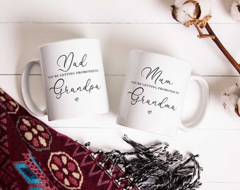 Grandparent Baby Announcement, Promoted to Grandma, Promoted to Grandpa, Promoted to Grandparents, Announcement Mugs, Mugs for Grandparents