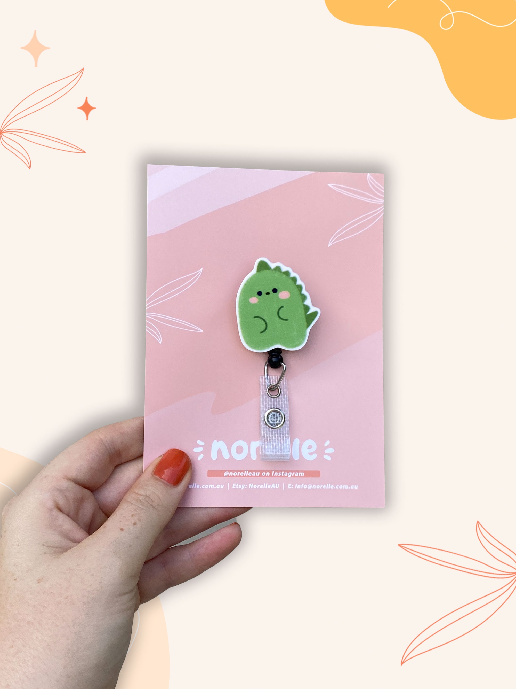 Badge Reel with Light Green Dinosaur, Badge Reel Nurse, Badge Reel Student Midwife, Badge Reel Cute, Retractable Badge Reel, Nurse Reel