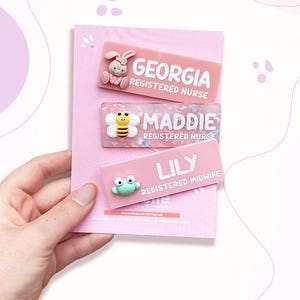 Personalised Name Badge | Work Name Badge | Nurse Badge | Work Name Badge with Bee, Bunny or Frog | Animal Name Badge | Name Badge Australia