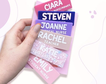 Personalised Work Name Badge, Name Badge for Work, Personalised Name Badge, Acrylic Name Badge, Pink Name Badge