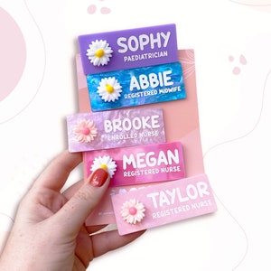 Personalised Name Badge | Work Name Badge | Nurse Badge | Work Name Badge with Flower | Nurse Accessory | Name Badge Australia
