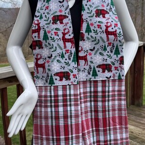 Christmas Plaid Bear Deer Tree Kitchen Towel Scarf / Tea Towel Boa / Free Domestic Shipping