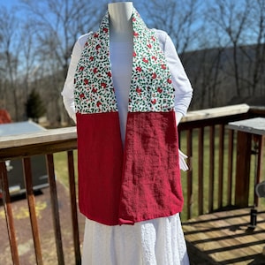 Winter Holly Cardinal Tree Kitchen Towel Scarf / Tea Towel Boa / Free Domestic Shipping