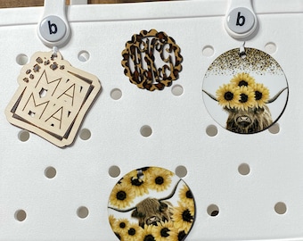 Sunflower Bogg Bag Charm: Boho Pop-In, Custom Bag Tag