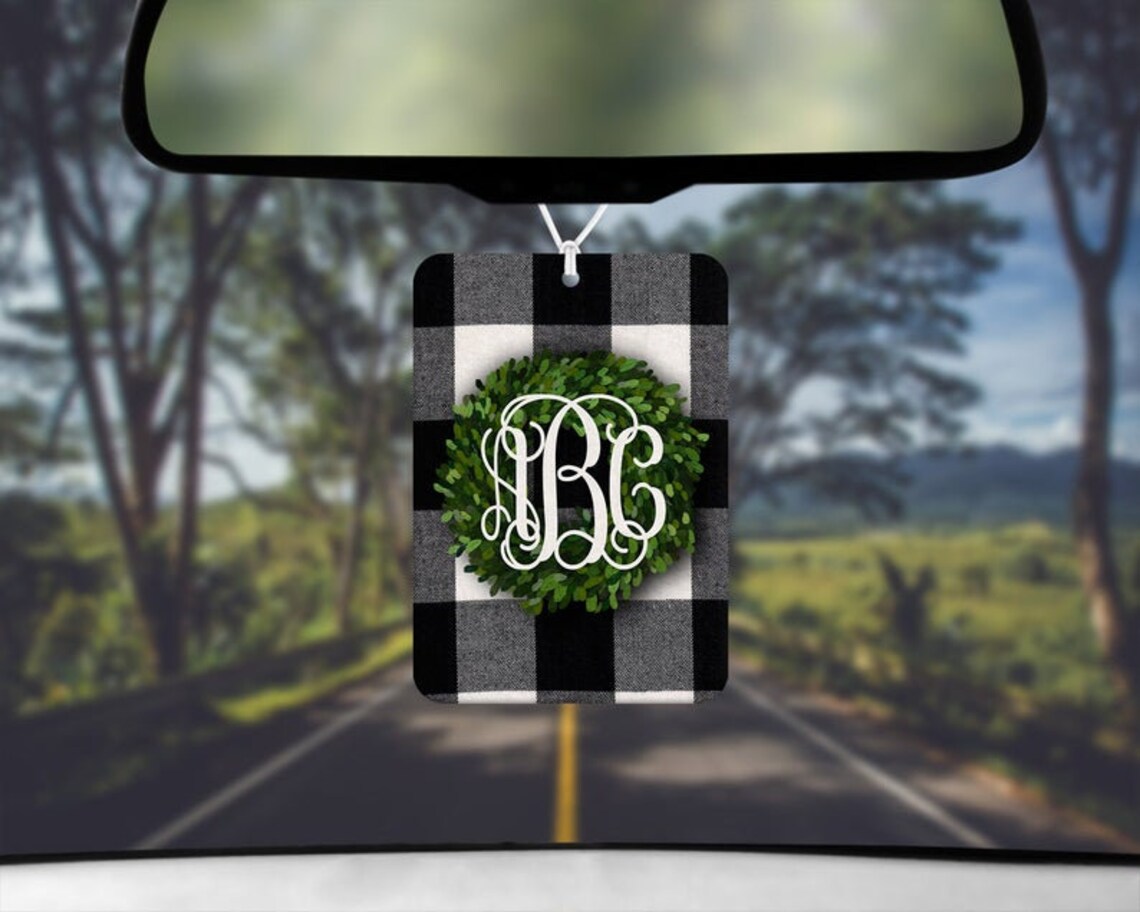 Personalized Car Air Fresheners Initial Monogram Square Etsy