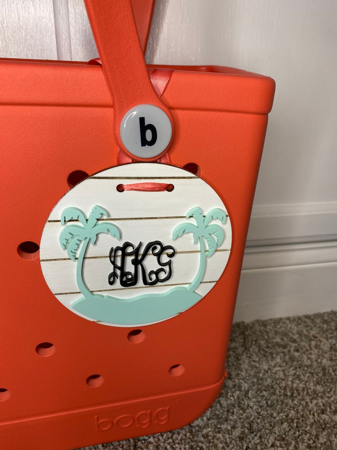 Bogg Bag Tag Monogram Beach Teal / Ribbon / Car Charm / Etsy