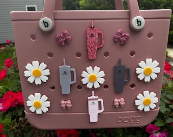 Bogg Bag Charms: Tumbler, Daisy Flower, Bow - Bag Accessories
