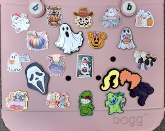 Spooky Bogg Bag Charms: Halloween, Pumpkin, Ghost, Skeleton