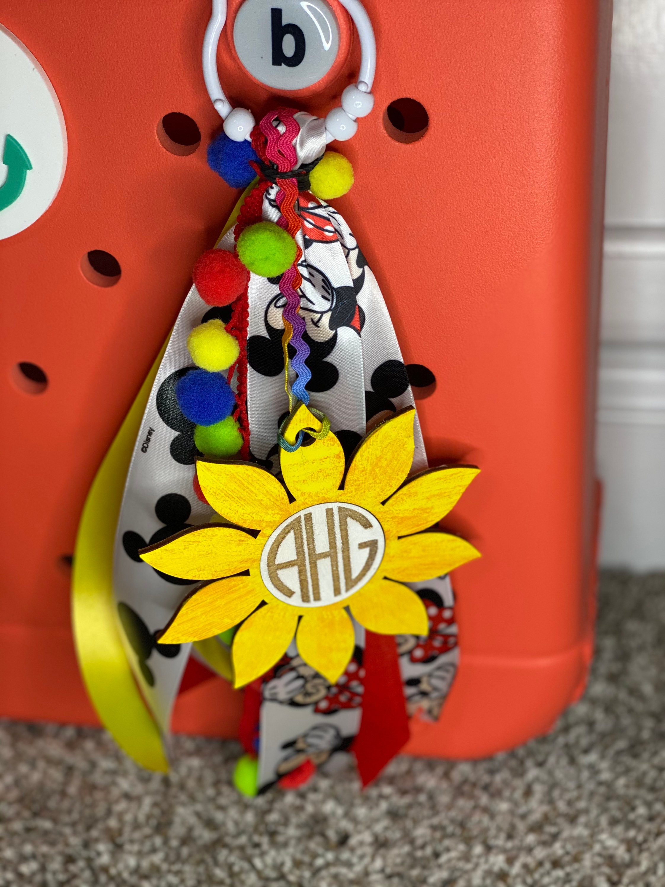 Bogg Bag Tag Monogram Initials Mickey Sunflower Monogram Etsy