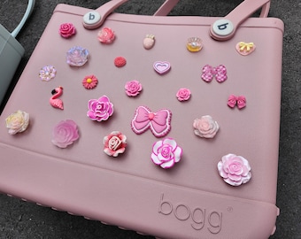 Pink Bogg Bag Charms: Flowers, Bows, Smiley Faces