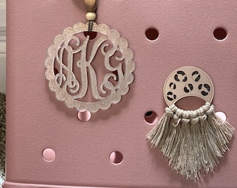 Bogg Bag Tag Monogram Tassel Ribbon / Car Charm / Handbag Bookbag Charm Tag Custom Personalized