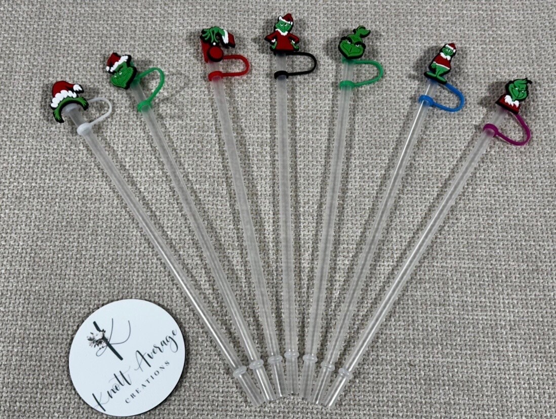 Grinch Straw Toppers/ Reusable Straw Covers