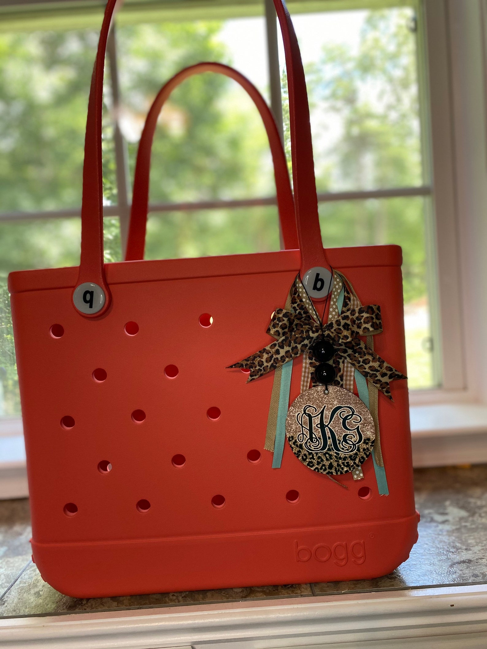 Bogg Bag Tag Monogram Iniciales Leopard Monogram Ribbon / Car Etsy