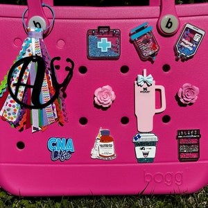 Personalized Nurse Bogg Bag Charm: RN CNA APN Tassel Monogram