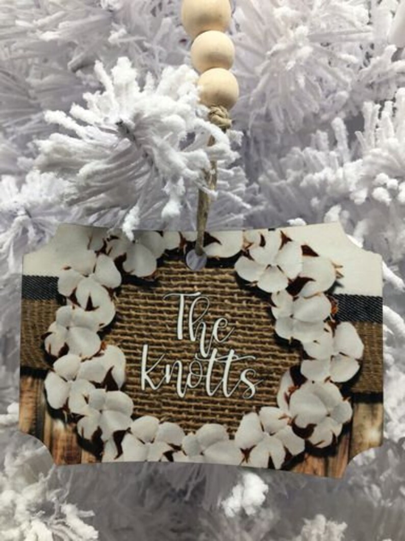 Personalized 3.9 x 2.5 Holiday Gift Christmas Hanging Ornament Monogram Name Square Frame Seasonal Home Christmas Tree Decor Cotton