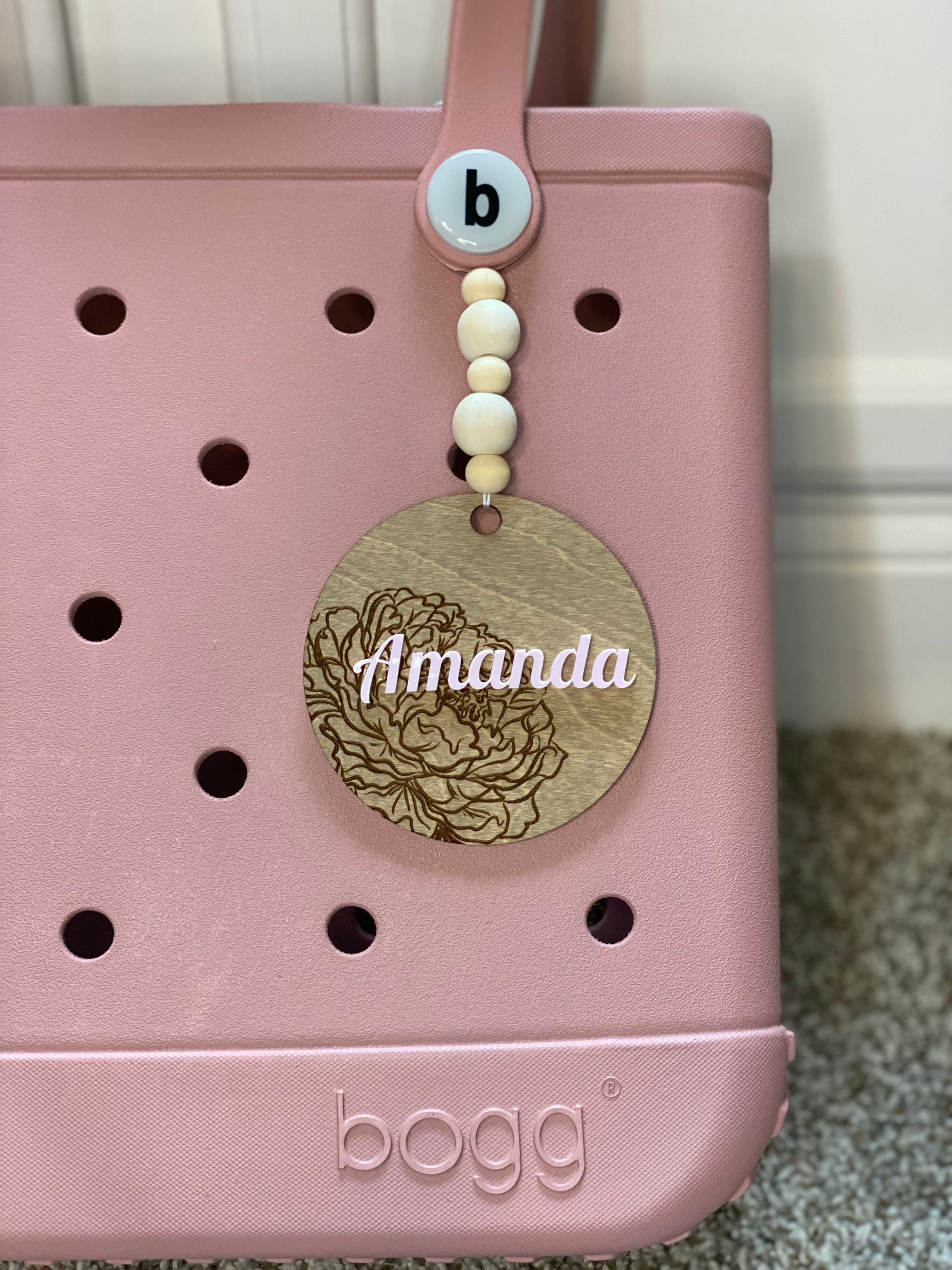 Bogg Bag Tag Monogram Floral Blush Tassel Ribbon / Car Charm Etsy