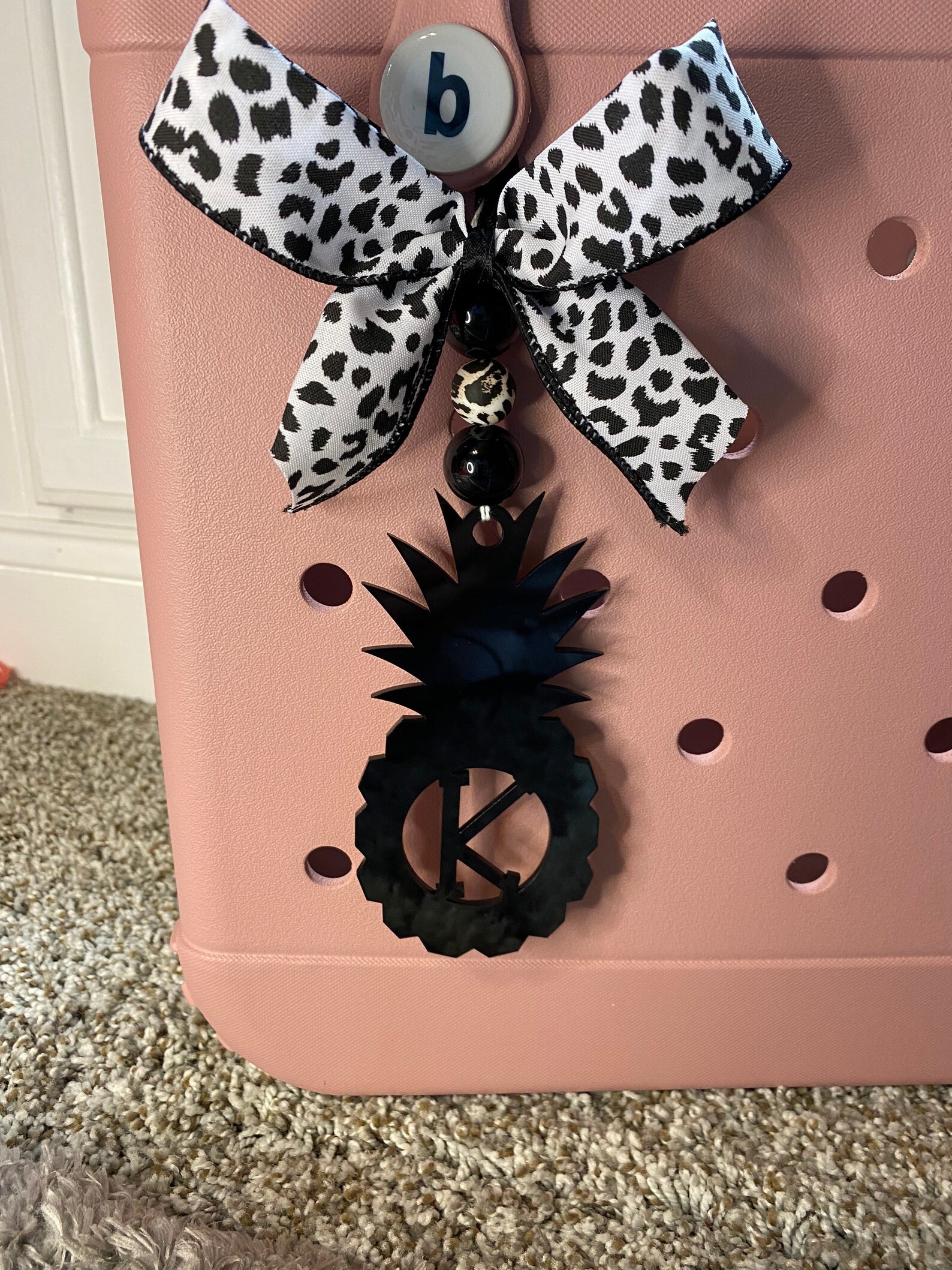 Bogg Bag Tag Monogram Pineapple Black Leopard Ribbon / Car Etsy