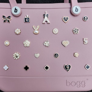 Bogg Bag Charm DAINTY Gold, Black, Rose gold, Rhinestones, Pearls, Hearts, Flowers, Rose, Bogg Bag Charms Acessories Beach Bag Pop In Bit